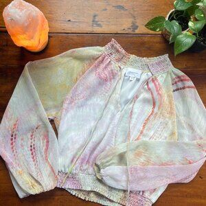 Lavender Brown Blouse w/ Tassels and Cinched Waist